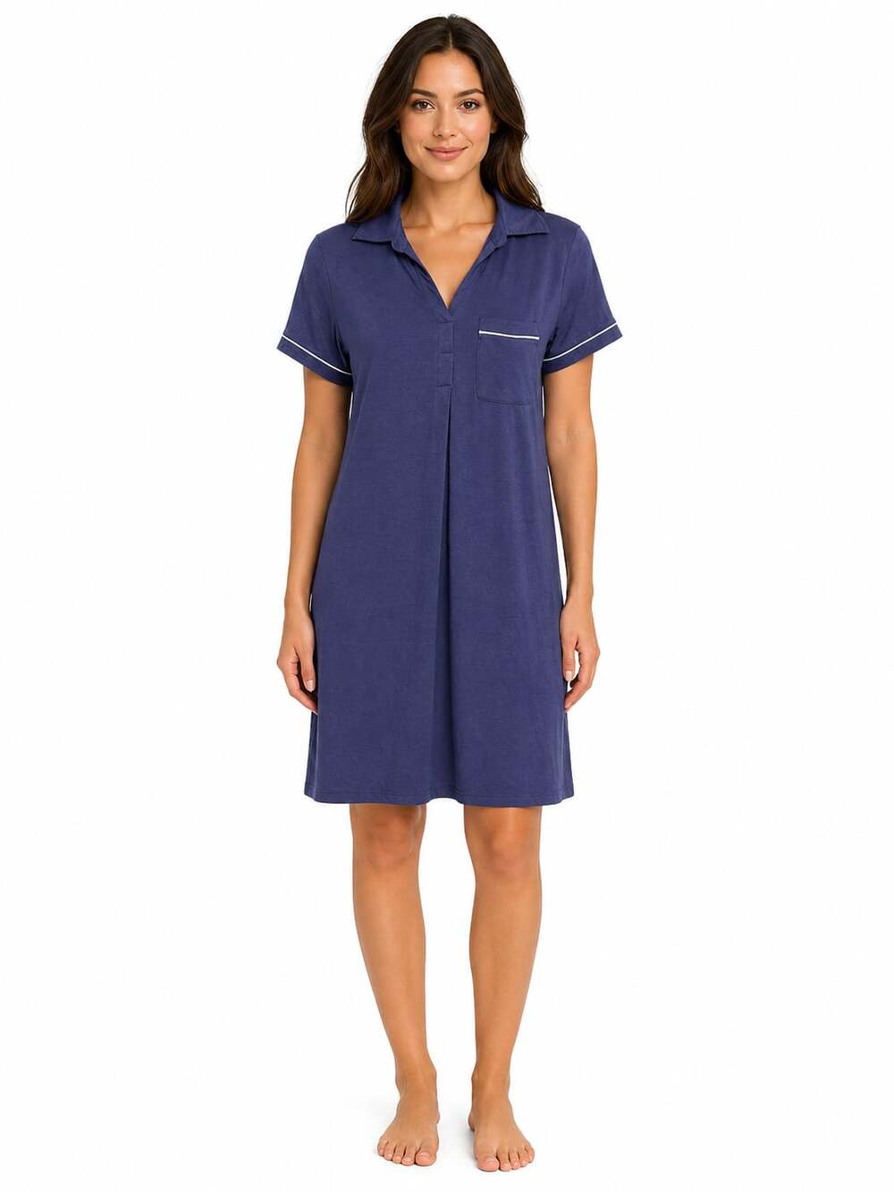 Serra Women's Moisture Wicking Short Sleeve Nightshirt, Navy size S